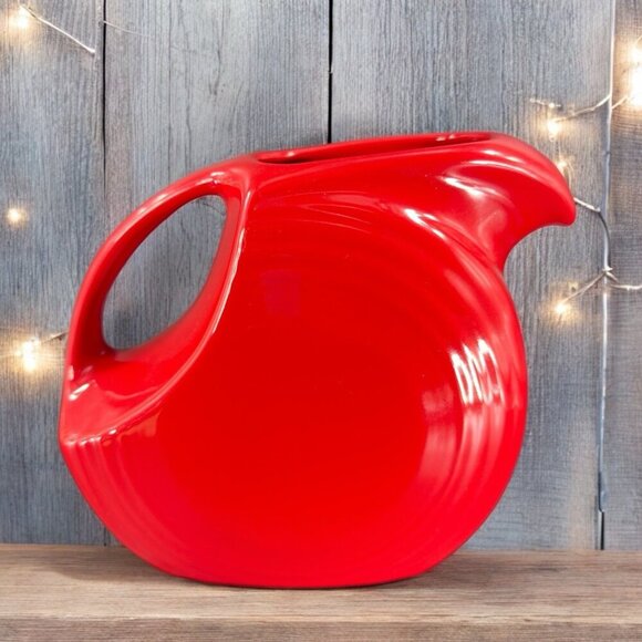 Fiesta Ware Fiesta Red Large Disc Pitcher Carafe Jug Pottery Vintage USA Marked - Picture 1 of 12